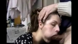 Hot brunette girl deepthroats cock