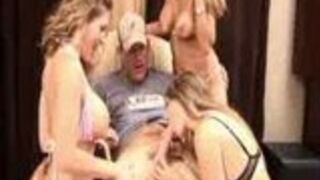 3 MILFs Suck Fat Cock Together!