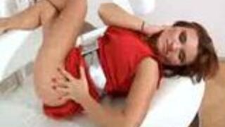 Valentine Rush lesbian scene with strap on dildo