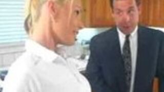 Horny blonde teen babysitter banged