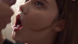 Fajna suczka ssie sporego penisa